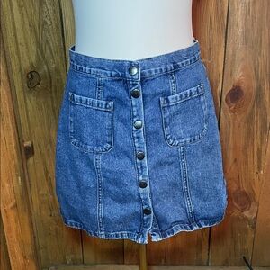 BDG Blue Denim Mini Skirt with Button-Front